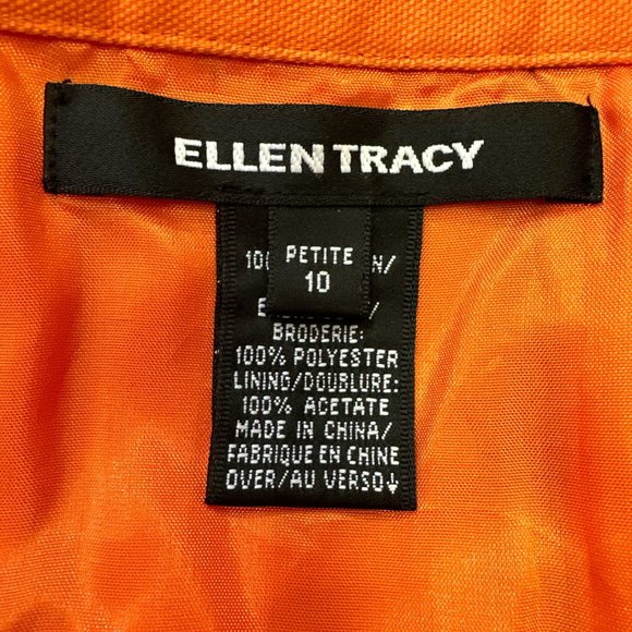 Ellen Tracy Orange Pleated Embroidered Skirt size 10 Petite - Picture 9 of 10